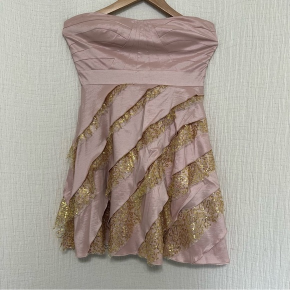 Hailey by Adrianna Papell Rose Pink Gold Mini Dress size 8 - Picture 2 of 6